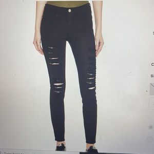 Frame Le Color Ripped Jeans in Film Noir, Size 26